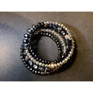 Ali Khan NY Faceted Beaded Memory Wire Crystal Bracelet